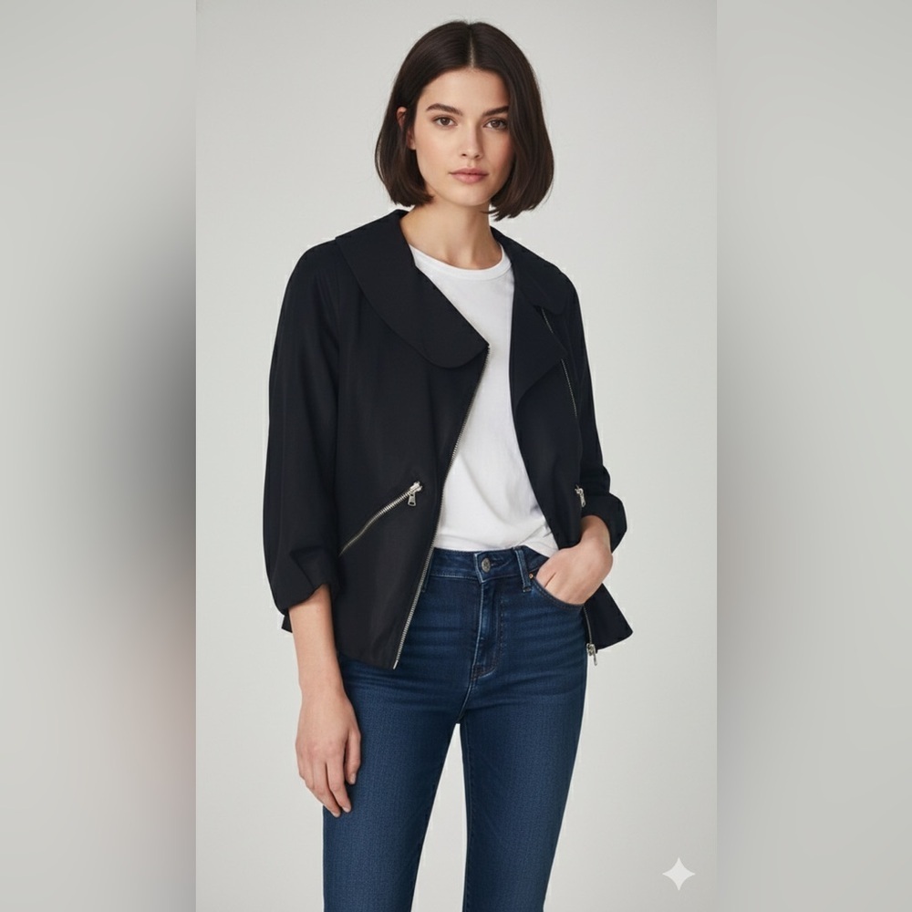 Marc By Marc Jacobs Black Leather Jacket Asymmetrical Zipper